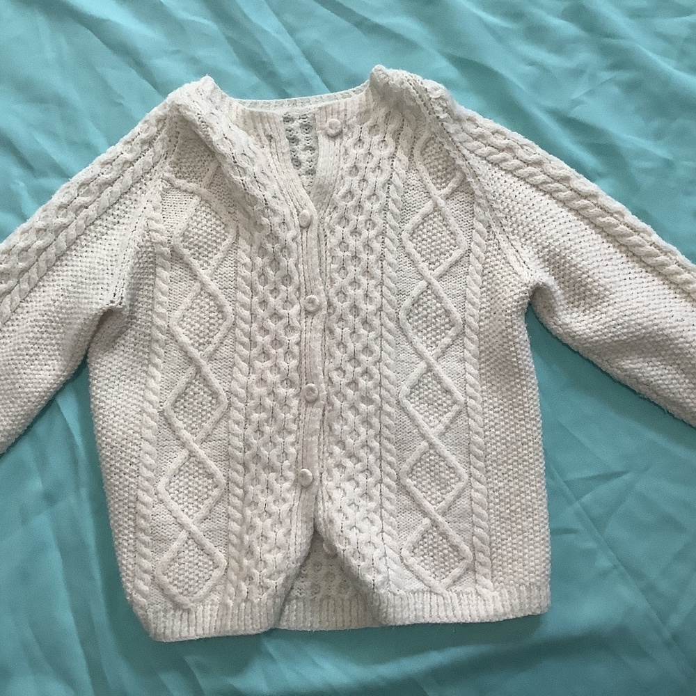 White button up sweater